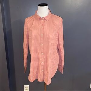 Buttoned Longsleeve Blouse Coral with White Stripe